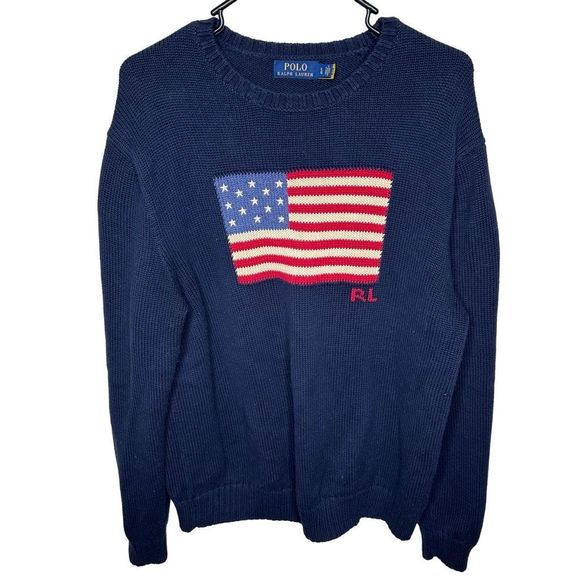 Polo Ralph Lauren USA Flag Sweater Large - Picture 1 of 4